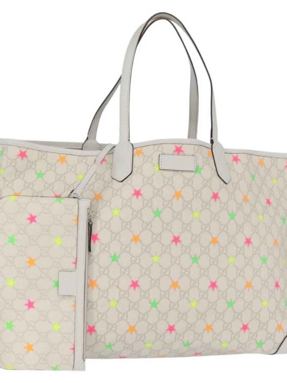 GUCCI GG Supreme Star Tote Bag PVC White 309497 Auth am10476